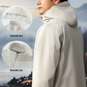 Custom Logo Men <strong>Warm</strong> Sports Running <strong>Waterproof</strong> 3 in 1 Winter Jacket Coats With Hoodie Polyester Windbreaker Zip up Men's Jackets - Product Image 3