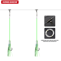 Ensemble de pêche pré-monté OEM Glow Octopus Skirt avec hameçon circulaire 8/0, émerillon rotatif à 360 degrés et fil d'acier pour la pêche au snapper en traîne en haute mer