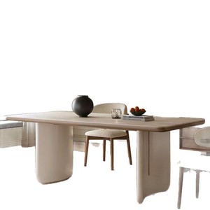 Juego de mesa de comedor de madera maciza extensible, diseño nórdico minimalista para comedor - Product Image 5