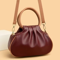 Sac à main pour femme en cuir souple 2025, design plissé unique, poignée circulaire, en PU de haute qualité, mettant en valeur une personnalité élégante