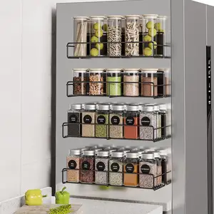 High Quality Commercial Spice Rack Metal Fridge Shelf 4 Pack Magnetic Spice Rack Organizer for Refrigerator Set