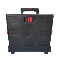 Chariot de camping pliable d'extérieur, chariot à roulettes robuste en plastique de 77 lb avec poignée carrée pour les courses et les voyages