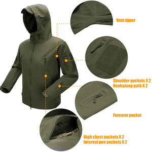 Veste softshell d'hiver décontractée OEM pour hommes, tissu tissé respirant imperméable avec fermeture à glissière - Product Image 6
