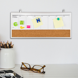 Lavagna Pianificatore Personalizzata Direttamente dalla Fabbrica - Combinazione Sughero e Lavagna Cancellabile a Secco - Calendario con Cornice Magnetica in Alluminio - Product Image 6