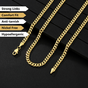 Collana in Acciaio Inossidabile Placcato Oro 14K, Catena 5mm, Accessori Moda Hip-Hop per Uomo e Donna, Gioielli Impermeabili, Catena Cubana Miami - Product Image 5