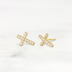 ROXI ROXI S925 Pendientes de Plata de Ley con Cruz Pequeña y Diamantes para Mujer - Product Image 1