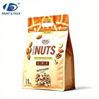 Sachet en plastique à fermeture éclair pour biscuits au chocolat avec logo personnalisé, emballage alimentaire de qualité supérieure, pochette à fond plat avec poignée