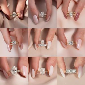 Bague de Fiançailles et Alliance en Or Massif 14K avec Diamant de Laboratoire Ovale VS VVS Certifié IGI pour Hommes et Femmes, Vente en Gros, Cadeaux - Product Image 3