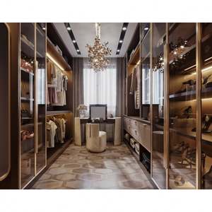 Meubles de chambre à coucher modulaires en bois sur mesure, fabrication en usine, luxe italien moderne, placard intégré avec miroir - Product Image 4