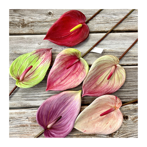 Meichun ใบบัวแบบนิ่มขนาดใหญ่ลายดอกบัวสีแดงหน้าวัวสำหรับตกแต่งเค้าโครงงานแต่งงานคู่<span class=keywords><strong>ม</strong></span>ือจัดดอกไม้ประดิษฐ์ - Product Image 1