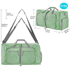 กระเป๋าเดินทางสีเขียว ONE CLICK ENTERPRISES รุ่น Duffle Bag ขนาดใหญ่ ความจุเยอะ เป็นมิตรกับสิ่งแวดล้อม น้ำหนักเบา เหมาะสำหรับออกกำลังกายและเดินทาง สายสะพายไหล่ปรับได้ - Product Image 4