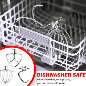 Accessoires pour batteur sur socle 3 pièces, compatibles lave-vaisselle, robustes : fouet à 6 fils, crochet pétrisseur, batteur plat pour batteurs <span class=keywords><strong>KitchenAid</strong></span> 4,5-5 QT - Product Image 5