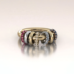 LOZRUNVE Gioielli per Ragazze, Anello Personalizzato in Argento 925, Moda Raffinata Punk con Zaffiro <span class=keywords><strong>e</strong></span> Rubino, Anello da Donna con Collegamenti Mobili - Product Image 1