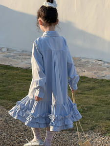 2026 Lente Kinderrok Nieuwe Stijl Baby Meisje Koreaanse Stijl Katoenen Geruite Kant Shirtkraag Jurk Casual Westerse Lange Rok - Product Image 1