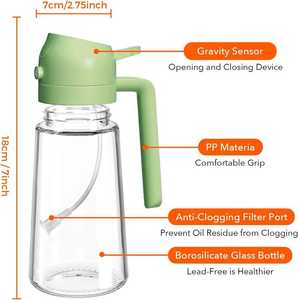 Spruzzatore <span class=keywords><strong>per</strong></span> <span class=keywords><strong>Olio</strong></span> d'Oliva in Vetro 2-in-1, Dispenser e Spruzzatore <span class=keywords><strong>per</strong></span> Cucina, <span class=keywords><strong>Friggitrice</strong></span> <span class=keywords><strong>ad</strong></span> <span class=keywords><strong>Aria</strong></span>, Insalata, Barbecue - Product Image 2
