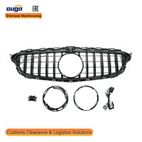 GUGO Nouvelle calandre en plastique pour Mercedes-Benz Classe C W205 2014-2021 Noir brillant Grille avant éclairée à ligne unique