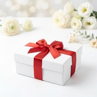 Ruban en satin polyester rouge pré-fait Gordon Custom, avec bande élastique, écologique, fait main, boîte de luxe, emballage cadeau, Noël