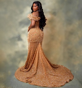 Vestidos de fiesta de sirena con cristales brillantes, <span class=keywords><strong>vestido</strong></span> de noche personalizado para chica negra, <span class=keywords><strong>vestido</strong></span> Aso Ebi con hombros descubiertos, <span class=keywords><strong>vestido</strong></span> de fiesta de boda - Product Image 2