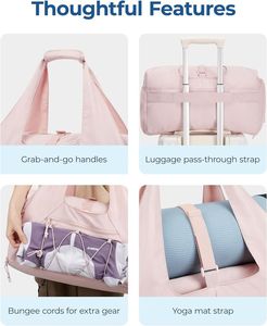 Tas Yoga Tote Ringan dengan Kantong Sepatu untuk Wanita, Tas Travel Multifungsi untuk Akhir Pekan dengan Kantong Basah dan Kantong Botol - Product Image 6
