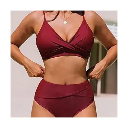 FIELD BALANCE New Fashion Wine Red Summer Beach Wear High Waisted Swimsuit Backless Sexy Two Piece Bikini Sets