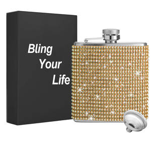 กระติกน้ำสแตนเลสขนาดเล็ก 6 ออนซ์ ประดับกลิตเตอร์และเพชรเทียม สำหรับผู้หญิง - พกพาสะดวก เหมาะสำหรับเป็นของแจก - Product Image 4