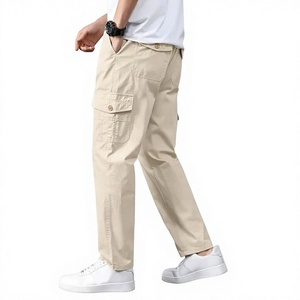 Wholesale Men's Heavyweight Plain Dyed Cotton Spandex Cargo Pants Relaxed Fit Multi <b>Pocket</b> Casual Workwear <b>Trousers</b> - Product Image 6