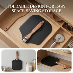 Manjia Pala <span class=keywords><strong>per</strong></span> <span class=keywords><strong>Pizza</strong></span> Pieghevole in Alluminio Nero da 12x14 Pollici <span class=keywords><strong>con</strong></span> Manico in Legno, Paletta Gira <span class=keywords><strong>Pizza</strong></span> - Product Image 4