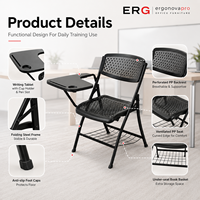 Chaise de formation moderne pliable avec tablette d'écriture, siège en plastique pour école, chambre et salles de conférence