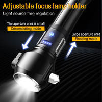 Linterna de Metal súper brillante de largo alcance, linterna con Zoom de dos luces, linterna táctica potente LED recargable magnética