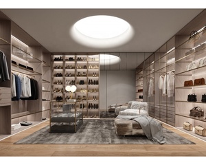 Armario Moderno de Madera <span class=keywords><strong>con</strong></span> Puerta Corredera de Vidrio para Niños, Niñas y Bebés, Mueble de Dormitorio <span class=keywords><strong>con</strong></span> Isla - Product Image 2