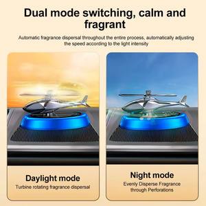 Solar Powered Rotation Helicopter Solar Aromatherapy Car Air Freshener Alloy+ABS Wooden Fragrance <b>Auto</b> Aroma Diffuser - Product Image 4