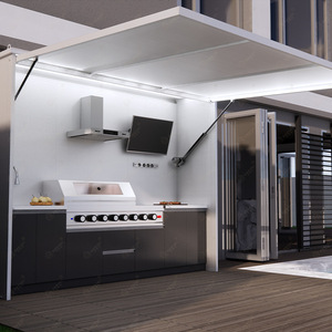 Cucina Esterna Moderna di Alta Qualità in Stile Fattoria con <span class=keywords><strong>Forno</strong></span> per Pizza e Griglia, Armadio in Acciaio Inox per Uso in Parchi - Product Image 3