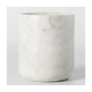 Bougeoir de décoration en pierre de marbre blanc de Carrare
