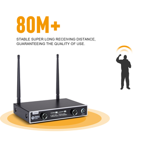 Système de microphone sans fil UHF Debra Audio D-120, micro-casque/micro-cravate, réduction de bruit, lumières LED, métal, OEM, KTV - Product Image 2