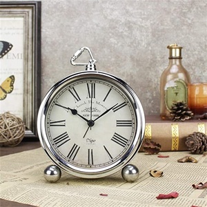 Saat — horloge <span class=keywords><strong>de</strong></span> Table classique rétro en métal, horloge <span class=keywords><strong>de</strong></span> bureau silencieux Vintage, alarme <span class=keywords><strong>de</strong></span> mode, mouvement à Quartz, horloge décorative - Product Image 2