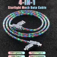 Câble de charge rétractable 3 en 1 avec éclairage LED RGB, cordon de charge rapide pour iPhone/Type-C/Micro USB