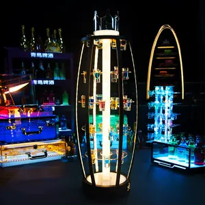 Bar Nachtclubs Hochzeit Benutzer definierte Weinst änder Bullet Cup Display halter LED Serviert ablett Glorifiers Schnaps glas Display Rack