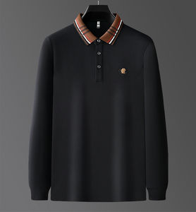 قميص بولو جديد لعام 2024 بألوان متباينة وياقة وأكمام طويلة، مقاسات من <span class=keywords><strong>M</strong></span> إلى 4XL، قميص رجالي عملي غير رسمي مع تطريز حروف وخرز من القطن - Product Image 4