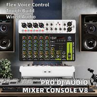Console de mixage DJ/Console de mixage audio, haut-parleur de mixage, mixeur audio professionnel, mixeur audio numérique V8