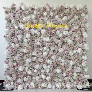 Panel de Pared de Flores Artificiales de Seda Personalizado, Tela Enrollable 5D, Color Rojo, Blanco y Rosa, Decoración de Boda, Nuevo, 2017 - Product Image 4