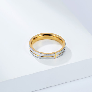 Unisex Cross Titanium Steel <b>Ring</b> Blue And Gold Geometric Fashion Jewelry Gift - Product Image 4