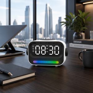 <span class=keywords><strong>Meilleur</strong></span> cadeau technologique : Enceinte sans fil avec chargeur 15W, réveil de bureau, enceinte BT de bureau 5W, enceinte audio avec logo LED OEM - Product Image 1