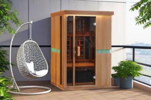 Yeni varış 2-Person Sauna odası moda tam spektrum yakın kızılötesi lamba düşük EMF Wellness için karbon ısıtıcı