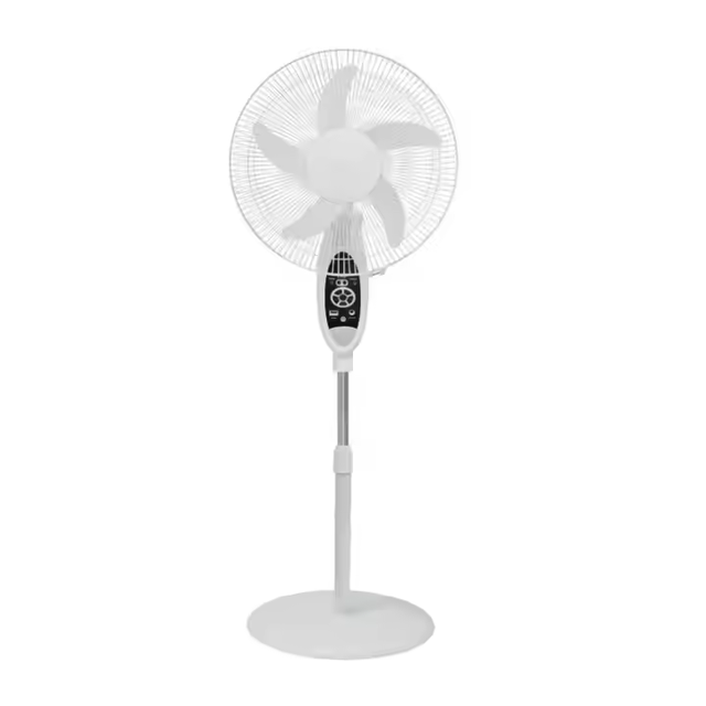 16 Inch Solar Rechargeable Electric Stand Fan with Remote Control Adjustable Height Plastic Material Household Use