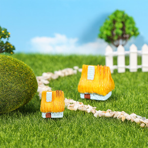 Miniature House <b>Ornament</b> Resin Thatched Cottage Outdoor Garden Decoration Irregular Shape Painted Finish - Product Image 2
