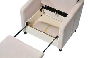 Sofá Individual de Tela Blanca con Relleno de Esponja, Diseño Tradicional para Sala de Estar, Duradero, Ecológico y Cómodo - Product Image 5