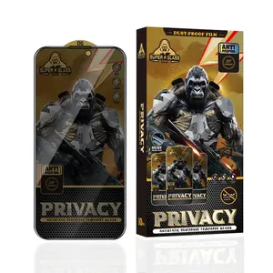 Premium nero King Kong ESD protezione dello schermo in vetro temperato Anti-Peeping in alluminio per iPhone 12 13 14 15 Pro Max