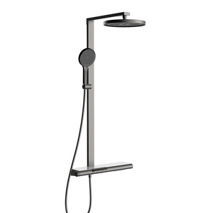 Juego de Ducha de Lujo de Tres Etapas con Acabado Gris Cepillado, Montado en la Pared, con Salida Inferior y Grifo de Ducha Superior Recubierto para Agua Fría y Caliente - Product Image 5