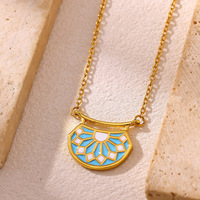 Collier en acier inoxydable plaqué or, résistant à la ternissure et à l'eau, motif feuille, tendance TikTok, par Fanhua Jewelry