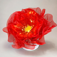 Fleur de pavot géante en papier avec éclairage LED rouge, fleur artificielle pour la décoration d'événements de mariage, fourniture de présentoirs floraux commerciaux